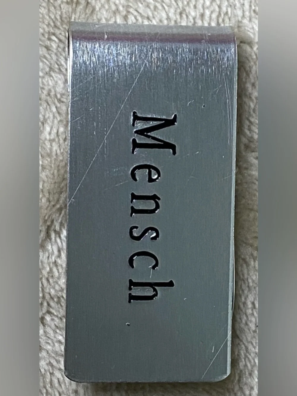 Studio Roja Mensch Silver Toned Engraved Money Clip Aluminum?